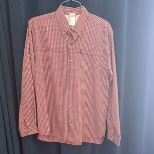 Vintage The North Face Men's Red and White Checkered Shirt